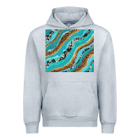 Heather Grey turquoise brushstrokes with leopard and cowhide Urban Hoodie - RanaPortraitStore