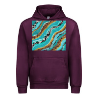 Mauve Wine turquoise brushstrokes with leopard and cowhide Urban Hoodie - RanaPortraitStore