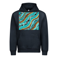 Navy turquoise brushstrokes with leopard and cowhide Urban Hoodie - RanaPortraitStore