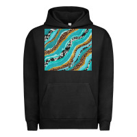 Pigment Black turquoise brushstrokes with leopard and cowhide Urban Hoodie - RanaPortraitStore