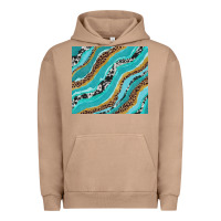 Pigment Burro turquoise brushstrokes with leopard and cowhide Urban Hoodie - RanaPortraitStore