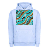 Pigment Grape Ice turquoise brushstrokes with leopard and cowhide Urban Hoodie - RanaPortraitStore