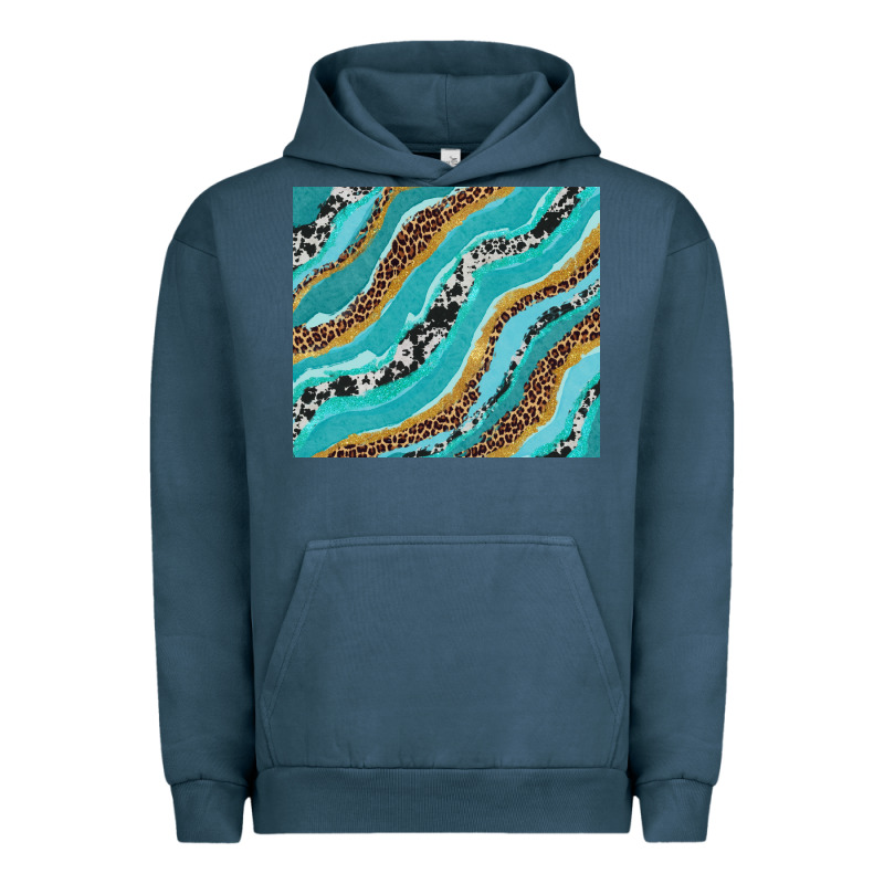 Turquoise Brushstrokes With Leopard And Cowhide Urban Hoodie by RanaPortraitStore | Teevron