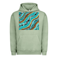 Pigment Oil Green turquoise brushstrokes with leopard and cowhide Urban Hoodie - RanaPortraitStore