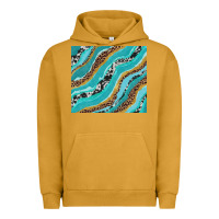 Pigment Peanut Butter turquoise brushstrokes with leopard and cowhide Urban Hoodie - RanaPortraitStore