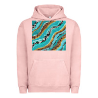 Pigment Salmon turquoise brushstrokes with leopard and cowhide Urban Hoodie - RanaPortraitStore
