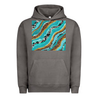 Pigment Tornado turquoise brushstrokes with leopard and cowhide Urban Hoodie - RanaPortraitStore