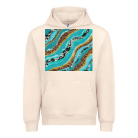 Sandshell turquoise brushstrokes with leopard and cowhide Urban Hoodie - RanaPortraitStore