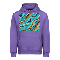 Tulip turquoise brushstrokes with leopard and cowhide Urban Hoodie - RanaPortraitStore
