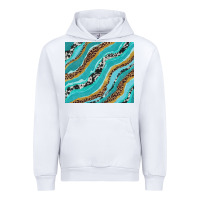 White turquoise brushstrokes with leopard and cowhide Urban Hoodie - RanaPortraitStore