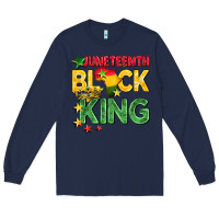 Navy juneteenth black king Long Sleeve Tee - BarkalooDesign
