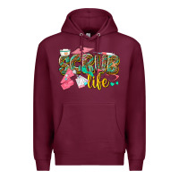 Burgundy scrub life Premium Hoodie - texasbilliewilder
