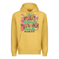 Antique Gold she works willingly with her hands Premium Hoodie - texasbilliewilder