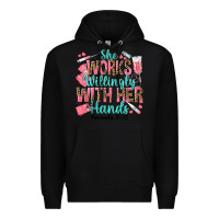 Black she works willingly with her hands Premium Hoodie - texasbilliewilder
