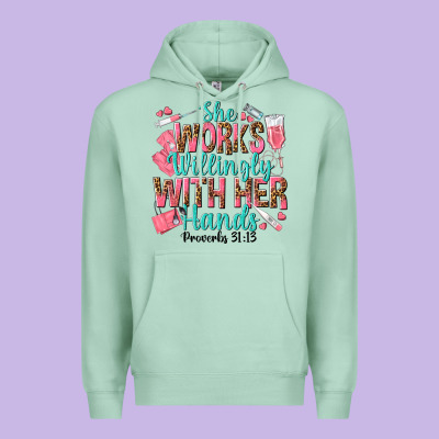 She Works Willingly With Her Hands Premium Hoodie Designed By Texasbilliewilder
