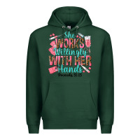 Sports Green she works willingly with her hands Premium Hoodie - texasbilliewilder