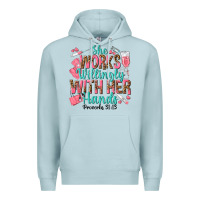 Blue Mist she works willingly with her hands Premium Hoodie - texasbilliewilder