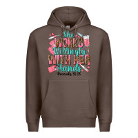 Coffee she works willingly with her hands Premium Hoodie - texasbilliewilder