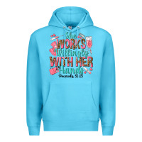Ocean Blue she works willingly with her hands Premium Hoodie - texasbilliewilder