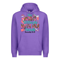 Purple she works willingly with her hands Premium Hoodie - texasbilliewilder