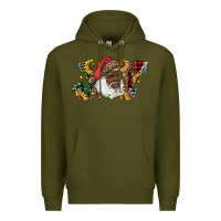 Army Green african american santa joy with sunflowers Premium Hoodie - RanaPortraitStore