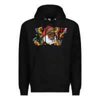 Black african american santa joy with sunflowers Premium Hoodie - RanaPortraitStore