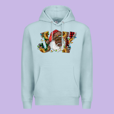 African American Santa Joy With Sunflowers Premium Hoodie Designed By Ranaportraitstore