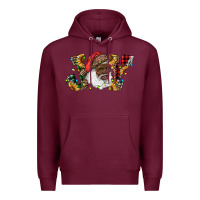 Burgundy african american santa joy with sunflowers Premium Hoodie - RanaPortraitStore