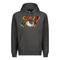 Charcoal Heather african american santa joy with sunflowers Premium Hoodie - RanaPortraitStore