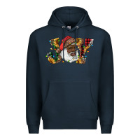Navy african american santa joy with sunflowers Premium Hoodie - RanaPortraitStore
