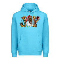 Ocean Blue african american santa joy with sunflowers Premium Hoodie - RanaPortraitStore
