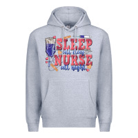 Heather Grey sleep all day nurse all night Premium Hoodie - texasbilliewilder