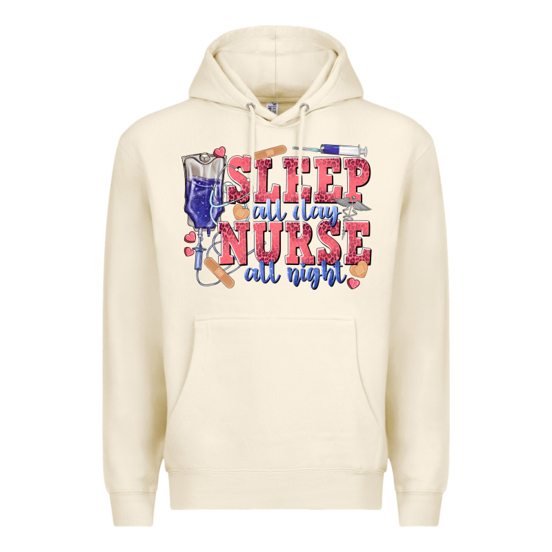 Sleep All Day Nurse All Night Premium Hoodie by texasbilliewilder | Teevron