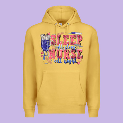 Sleep All Day Nurse All Night Premium Hoodie Designed By Texasbilliewilder