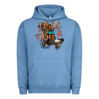 Pigment Pebble Blue wild and free Urban Hoodie - Zillion Design Studio