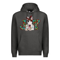 Charcoal Heather Christmas joy bull terrier Premium Hoodie - RanaPortraitStore