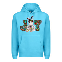 Ocean Blue Christmas joy bull terrier Premium Hoodie - RanaPortraitStore