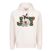 Pale Pink Christmas joy bull terrier Premium Hoodie - RanaPortraitStore