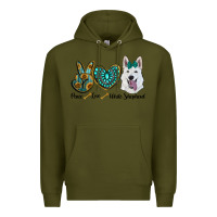 Army Green peace love white sepherd Premium Hoodie - RanaPortraitStore