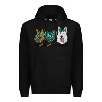 Black peace love white sepherd Premium Hoodie - RanaPortraitStore