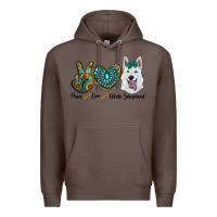 Coffee peace love white sepherd Premium Hoodie - RanaPortraitStore