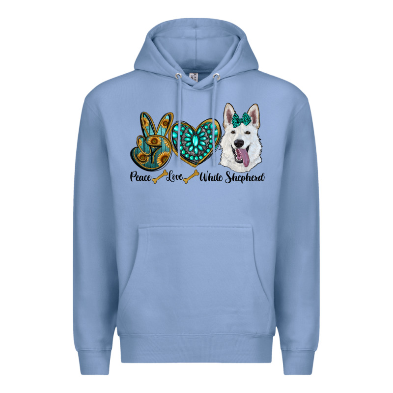Peace Love White Sepherd Premium Hoodie by RanaPortraitStore | Teevron