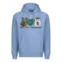 Colony Blue peace love white sepherd Premium Hoodie - RanaPortraitStore