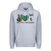 Heather Grey peace love white sepherd Premium Hoodie - RanaPortraitStore