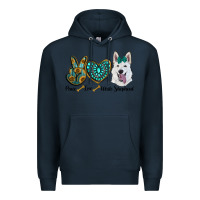 Navy peace love white sepherd Premium Hoodie - RanaPortraitStore