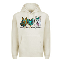 Oatmeal Heather peace love white sepherd Premium Hoodie - RanaPortraitStore
