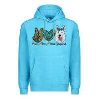 Ocean Blue peace love white sepherd Premium Hoodie - RanaPortraitStore