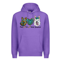 Purple peace love white sepherd Premium Hoodie - RanaPortraitStore