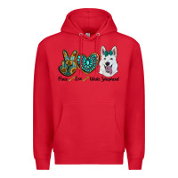 Red peace love white sepherd Premium Hoodie - RanaPortraitStore