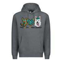 Rock peace love white sepherd Premium Hoodie - RanaPortraitStore